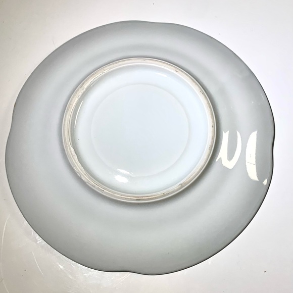 Antique Hand-Painted Japanese Porcelain Saucer Dark Green Gold Moriage Flowers - Picture 6 of 7